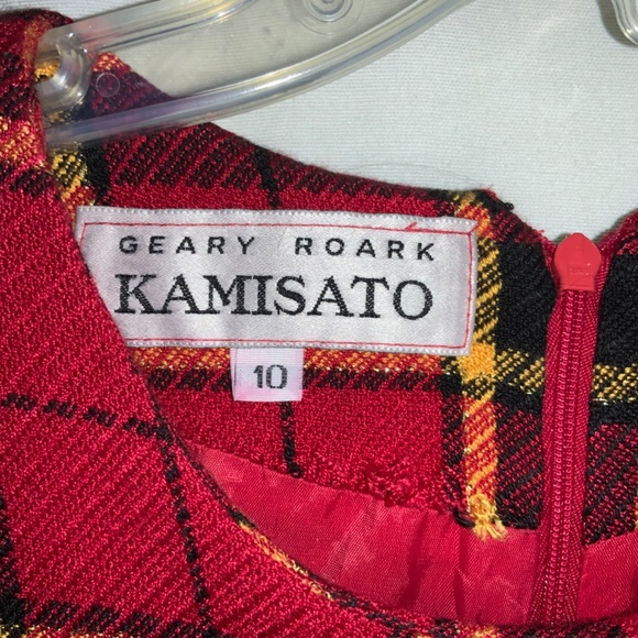 Kamisato by Geary Roark plaid sheath dress Size 10 vintage pleated hem - Picture 7 of 11